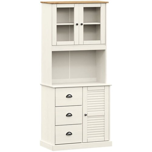  Visoka komoda VIGO bijela 78 x 40 x 175 cm od masivne borovine Slike