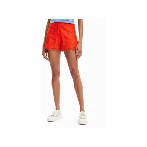 Desigual Kratke hlače iz tkanine Preston 23SWPW04 Oranžna Regular Fit