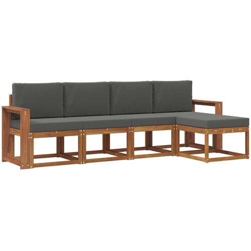  Set vanjskih sofa 5 kom. Prirodna i antracit Smeđa 257 x 63 x 73 cm Slike