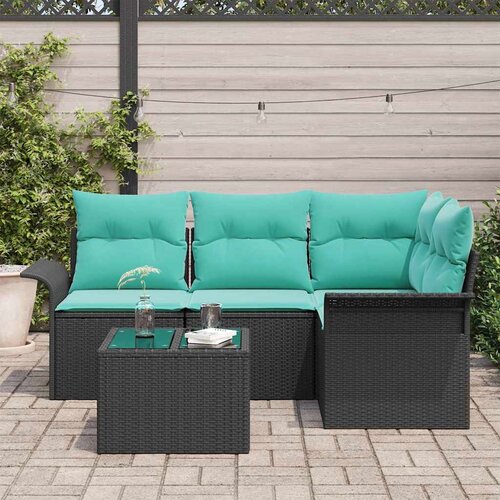  Sjedeća garnitura za vrt 5 kom. Crna poliratan 187,5 x 132,5 x 69 cm Slike