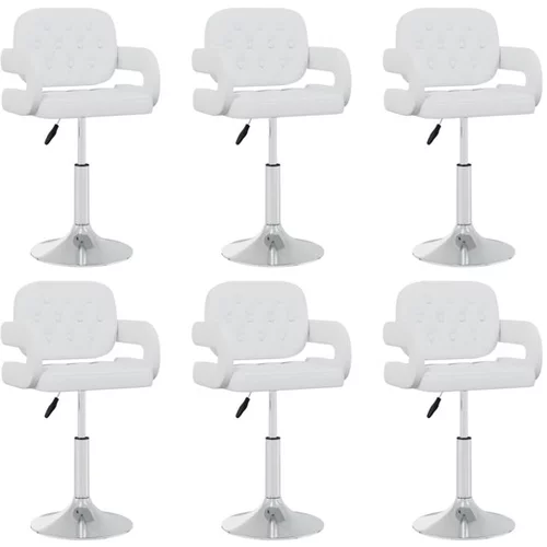 vidaXL Vrtljivi jedilni stoli 6 kosov belo umetno usnje