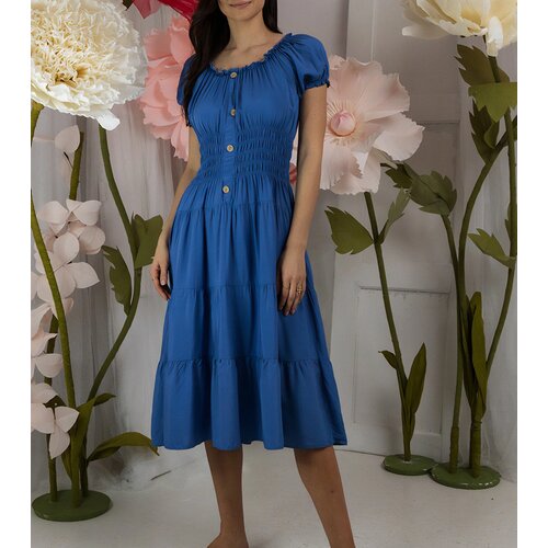 Gemre Marisla blue midi dress with short sleeves Cijene