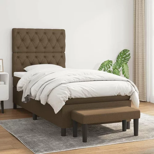  Box spring postelja z vzmetnico temno rjava 80x200 cm blago, (20898749)