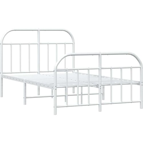 VidaXL Metalni okvir kreveta uzglavlje i podnožje bijeli 120x190 cm Slike