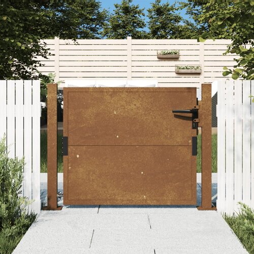 vidaXL vrtna vrata 105x105 cm corten jeklo Cene