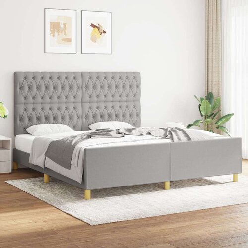  Posteljni okvir z vzglavjem svetlo siv 180x200 cm blago, (20788094) Slike