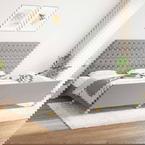  Za krevet s uzglavljem svjetlosivi 180x200 cm od tkanine Slike