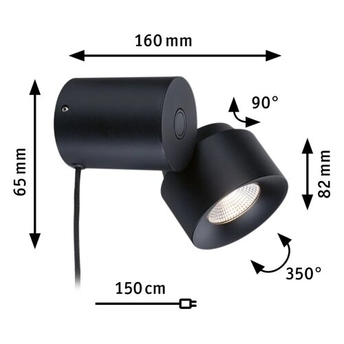 PAULMANN 79776 - LED/3W prigu&amp;scaron;iva zidna svetiljka 2 u 1 PURIC PANE 230V Slike