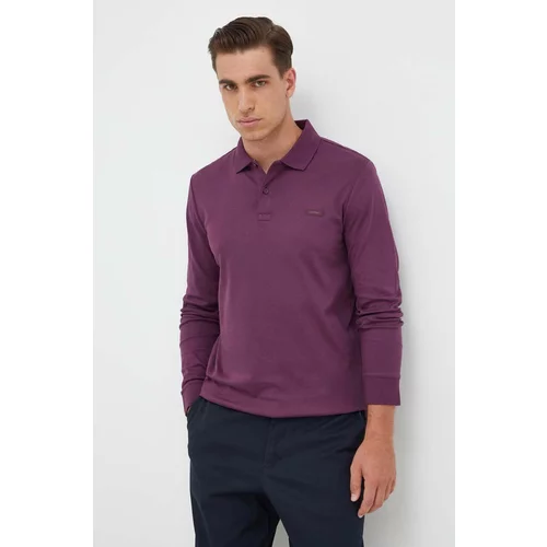Calvin Klein Bombažna majica z dolgimi rokavi vijolična barva