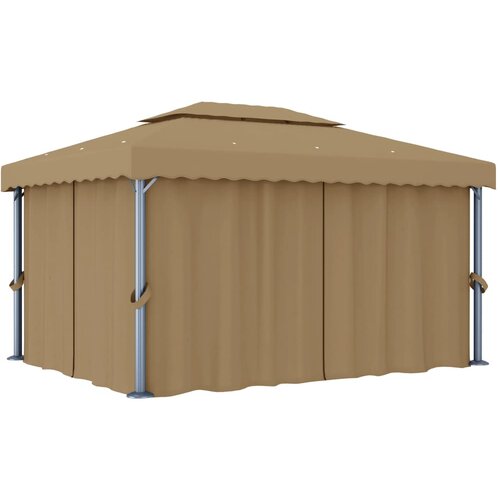 vidaXL paviljon z zaveso 4x3 m taupe aluminij Cene