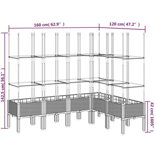  Vrtna sadilica s re&amp;scaron;etkom svjetlosiva 120x120x142 5 cm PP Slike
