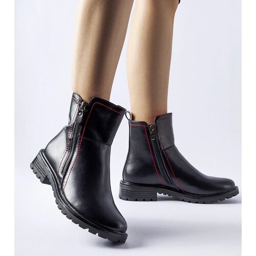 Gemre Black ankle boots with decorative red stitching Nereo Cijene