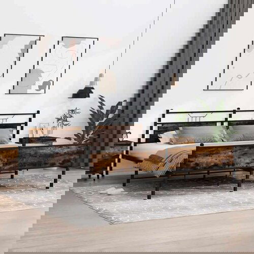 Metalni Kovinski posteljni okvir brez vzmetnice dimljen hrast 200x200cm, (21791130) Cene