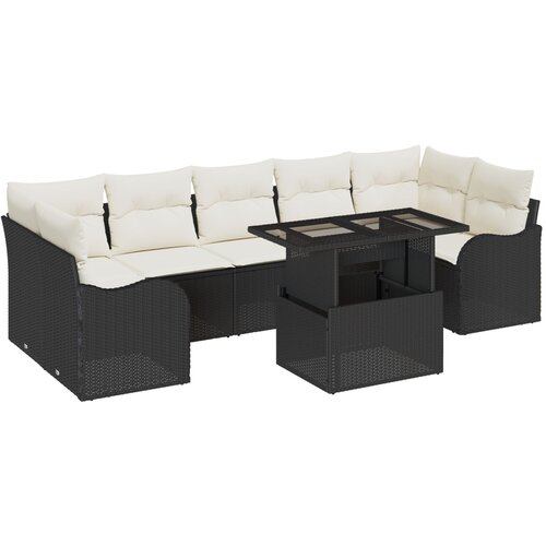 VidaXL 8-delni vrtni sofa set z blazinami črna poli ratan, 2-sedežna vrtna sofa z blazinami črna poli ratan Slike
