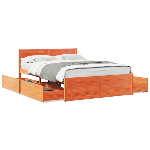 VidaXL Okvir kreveta s ladicama 140 x 190 cm od masivne borovine Slike