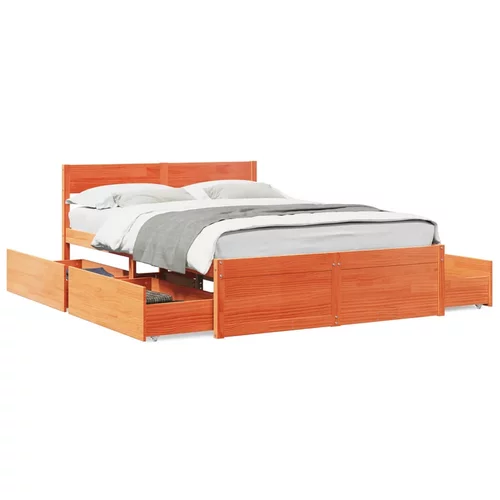 vidaXL Okvir kreveta s ladicama 140 x 190 cm od masivne borovine
