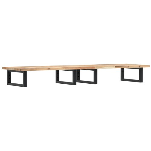  Zidna polica za umivaonik od čelika i masivnog bagremovog drva Smeđa 160 x 40 x 2 cm Slike