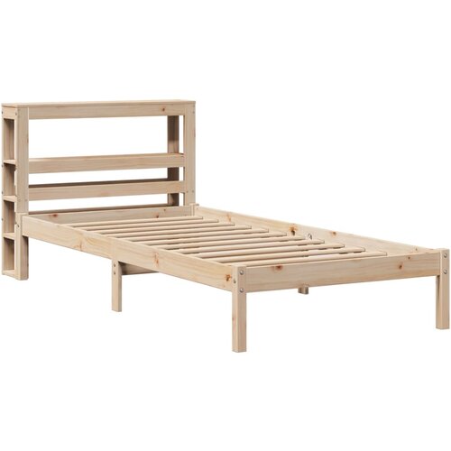 vidaXL Posteljni okvir z vzglavjem bel 75x190 cm trdna borovina, (21292277) Cene