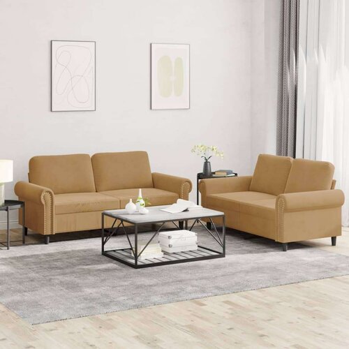 VidaXL 2-dijelni set sofa s jastucima smeđi bar&amp;scaron;unasti Slike