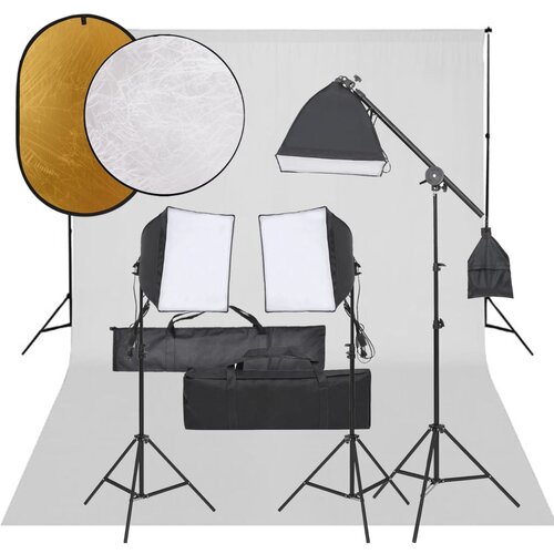 vidaXL komplet za foto studio z lučmi, ozadjem in odbojnikom Cene