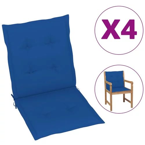  Jastuci za vrtne stolice 4 kom kraljevsko plavi 100 x 50 x 3 cm