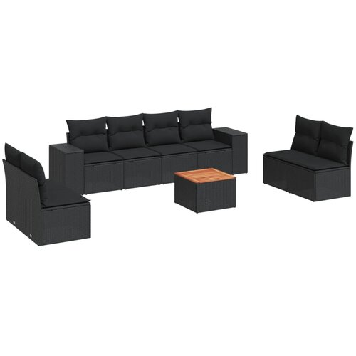 Maison Chic Seti vrtnega pohištva - Vrtna garnitura - Vrtni pohištvo set 9-delna z blazinami črn poli ratan, (21804402) Cene