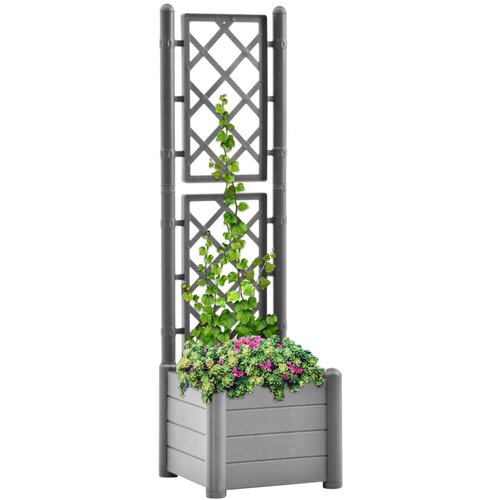 vidaXL Vrtna sadilica s rešetkom 43 x 43 x 142 cm PP siva boja kamena Cijene