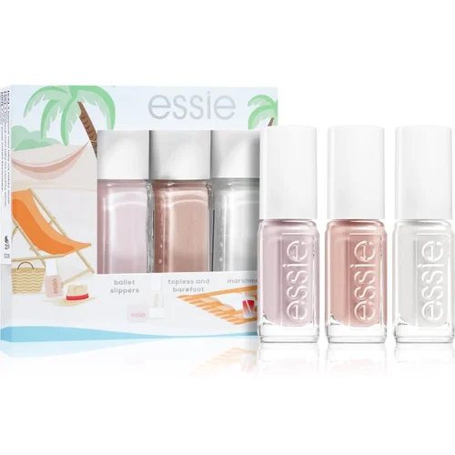 Essie mini triopack summer set lakova za nokte ballet slippers, topless and barefoot, marshmallow nijansa