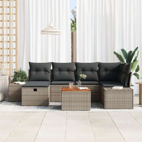  Vrtna sofa set Set od 7 Siva Poliratan Vanjska sofa Pravokutna Slike