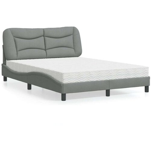  Krevet s madracem svjetlosivi 120 x 200 cm od tkanine Slike