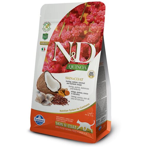 N&amp;amp;d ND Suva hrana za mačke quinoa skin &amp;amp; coat, Haringa, 1.5kg Slike