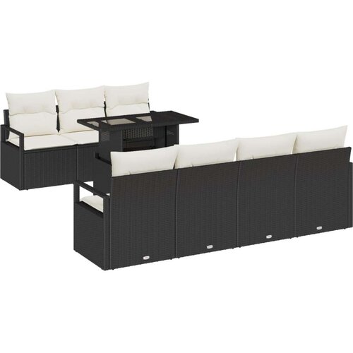 Set od 8 komada vrtnih sofa s jastučićima crni poli ratan 2-sjedala vrtne sofe s jastučićima crni poli ratan Cene