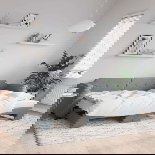  Izvlečna dnevna postelja svetlo siva 80x200 cm blago Slike