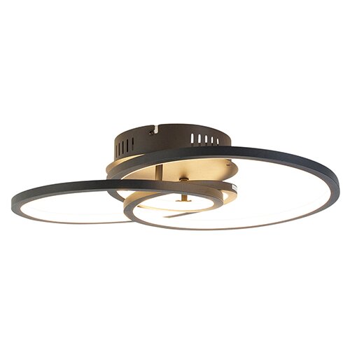 QAZQA Stropna svetilka črna 45 cm z LED 3 stopnjami zatemnitve - Rowin Slike