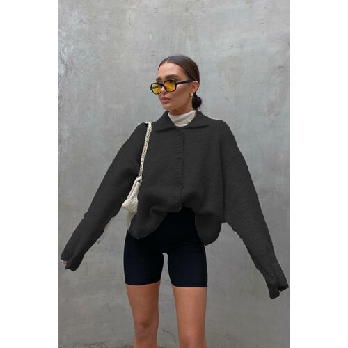 Madmext Black Buttoned Knitwear Sweater Cardigan Slike