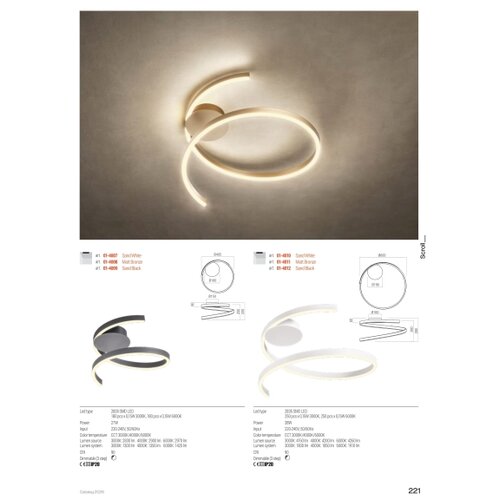  Redo 01-4010 - LED prigu&amp;scaron;iva stropna svetiljka SCROLL LED/38W/230V bela Slike