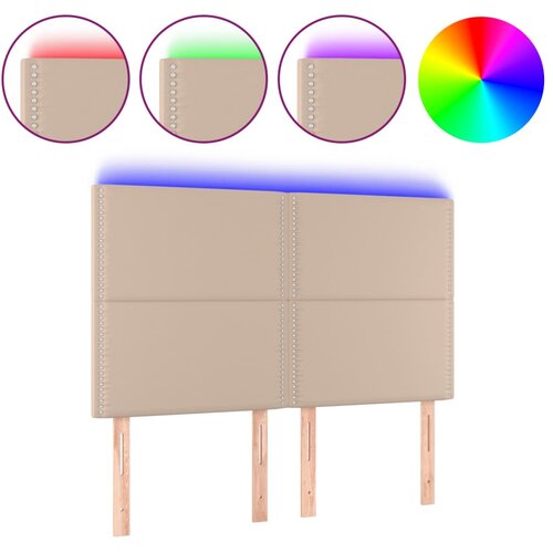 vidaXL LED posteljno vzglavje kapučino 144x5x118/128 cm umetno usnje, (20954177) Cene