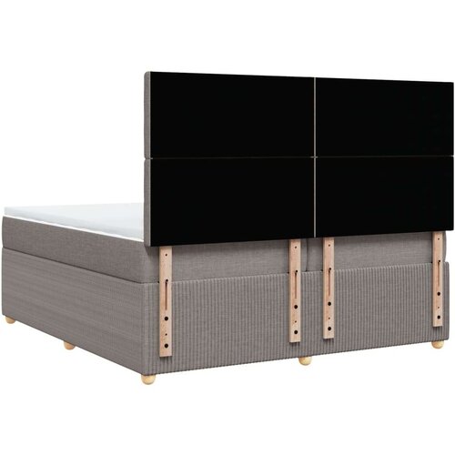  Krevet s oprugama i madracem smeđesivi 200x200 cm od tkanine Slike