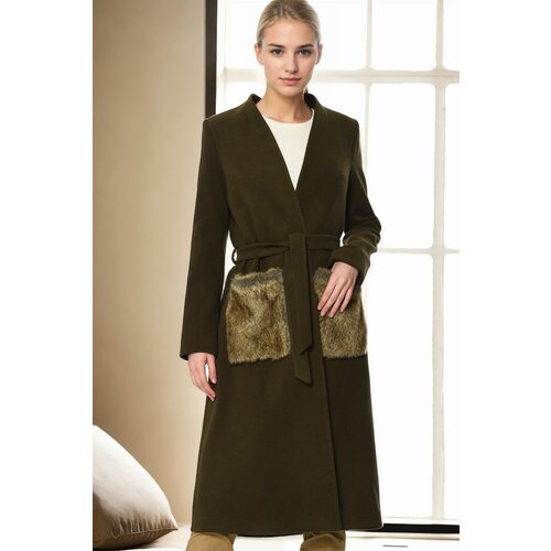 Dewberry Z6363 WOMEN&amp;#039;S COAT-KHAKI-1 Slike