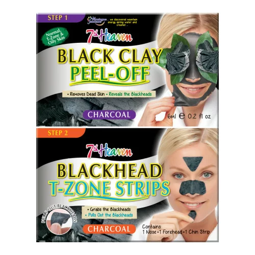 Montagne Jeunesse (7th Heaven) Montagne Jeunesse maska in obliži za obraz - Black Clay Peel-Off / Blackhead T-Zone Strips