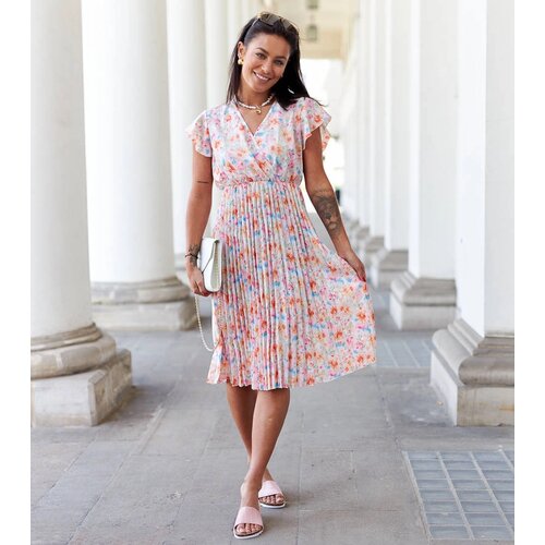 Gemre Pink pleated floral dress Ottavio Slike