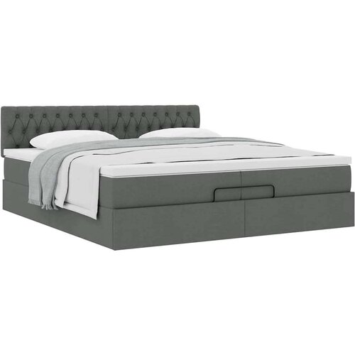 VidaXL Otomanski krevet s madracem tamnosivi 200x200 cm od tkanine Slike
