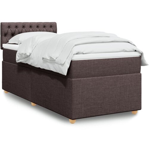  The Living Store Box spring postelja z vzmetnico temno rjava 100x200 cm blago - Box Spring Postelja, (21458039) Slike