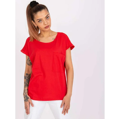 Fashion Hunters Red T-shirt with cotton wool Ventura MAYFLIES
