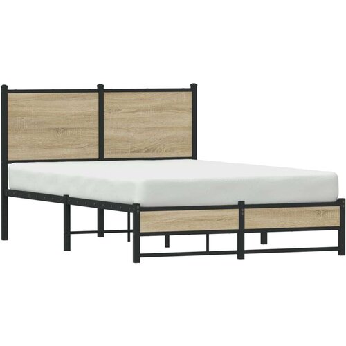 VidaXL Metalni okvir kreveta s uzglavljem boja hrasta sonome 120x190cm Slike