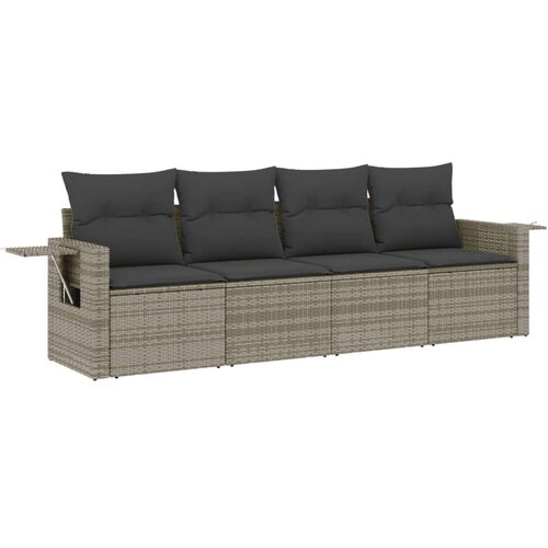 vidaXL 4-dijelni set vrtnih sofa od poliratana s jastucima sivi Cijene