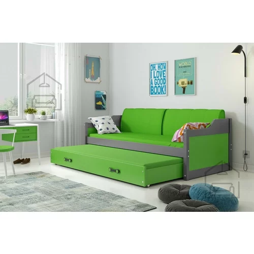 BMS Group Otroška postelja Dawid z dodatnim ležiščem - 90x200 cm - grafit/zelena