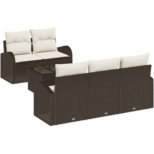  Sjedeća garnitura za vrt 6 kom. 5-Broj sjedala Smeđa i krem 179 x 62 x 69 cm Slike