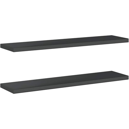  Zidne police 2 kom 100x23,5 cm crne nehrđajući čelik Slike