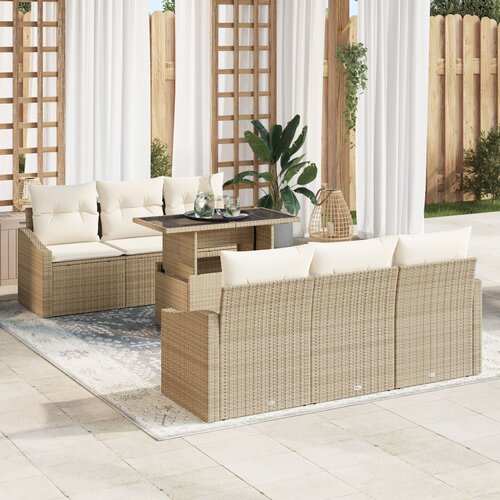 vidaXL Set od 7 vrtnih sofa s jastučićima Bež Poli ratan Cene